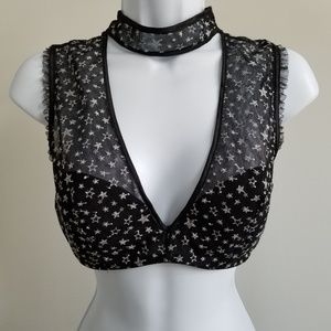 💟 2/$25 💟 // Embroidered Star Choker Bralette M